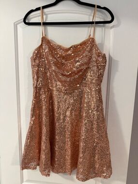Cider Rose Gold Sequin Mini Dress